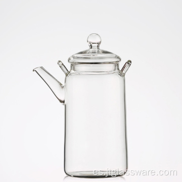 Tetera de cristal moderna de la hoja del té del café